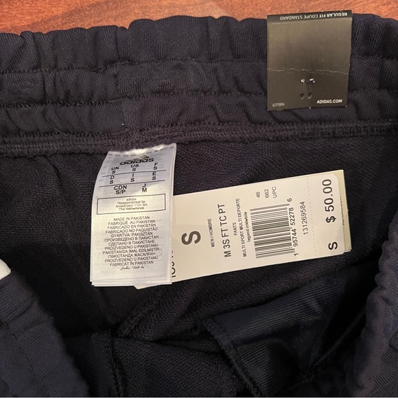 Adidas, NWT Men’s Multisport Joggers, Dark Blue, White 3 stripes & Logo, Size S - Picture 4 of 13